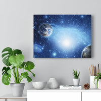 Load image into Gallery viewer, Glowing Blue Galaxy Canvas Print
