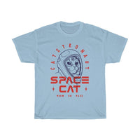 Load image into Gallery viewer, space cat graphic tee light blue
