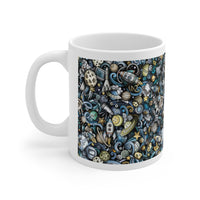 Load image into Gallery viewer, Rockets &amp; Moons Doodle Mug 11oz.
