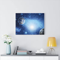 Load image into Gallery viewer, Glowing Blue Galaxy Canvas Print
