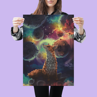 Load image into Gallery viewer, space fox watercolor painting poster
