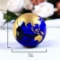 Load image into Gallery viewer, Blue &amp; Gold Glass Desktop Globe With Stand [BRIGHTEN UP YOUR WORKSPACE].
