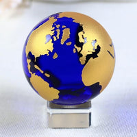 Load image into Gallery viewer, Blue &amp; Gold Glass Desktop Globe With Stand [BRIGHTEN UP YOUR WORKSPACE].
