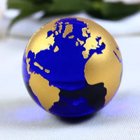 Load image into Gallery viewer, Blue &amp; Gold Glass Desktop Globe With Stand [BRIGHTEN UP YOUR WORKSPACE].
